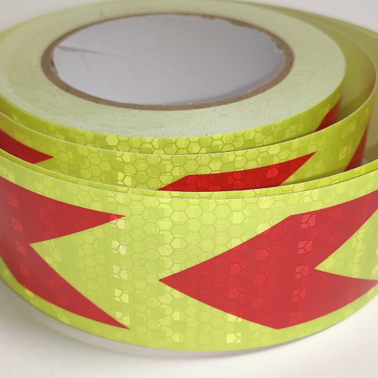 Стрічка світловідбивна Tricolor лимонно-червона стрілка для маркування транспорту (причепів) 50 мм/25 м. - изображение 6 - интернет-магазин tricolor.com.ua