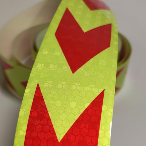 Стрічка світловідбивна Tricolor Стрілка лимонно-червона для маркування транспорту (причепів) 50 мм/25 м. - изображение 8 - интернет-магазин tricolor.com.ua