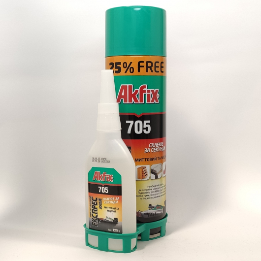 Універсальний двокомпонентний експрес клей із активатором Akfix 705 (500+125 мл) 10 шт. - изображение 2 - интернет-магазин tricolor.com.ua