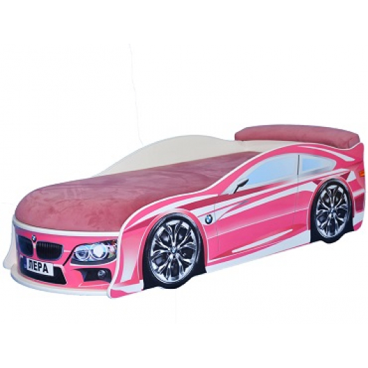 Кровать машина BMW розовая 70х150 ДСП - интернет-магазин tricolor.com.ua