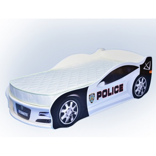 Кровать машина Jaguar полиция белая 70х150 ДСП