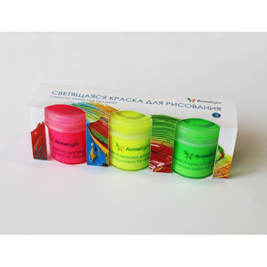 Набір люмінесцентних фарб для творчості AcmeLight 3 шт - интернет-магазин tricolor.com.ua