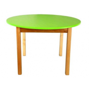 Стол деревянный цветной c круглой столешницей салатовый