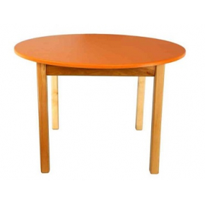Стол деревянный цветной c круглой столешницей оранжевый