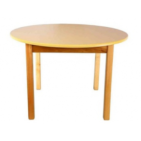 Стол деревянный цветной c круглой столешницей ваниль