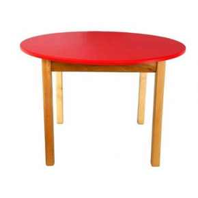 Стол деревянный цветной c круглой столешницей красный