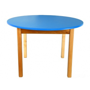 Стол деревянный цветной c круглой столешницей синий