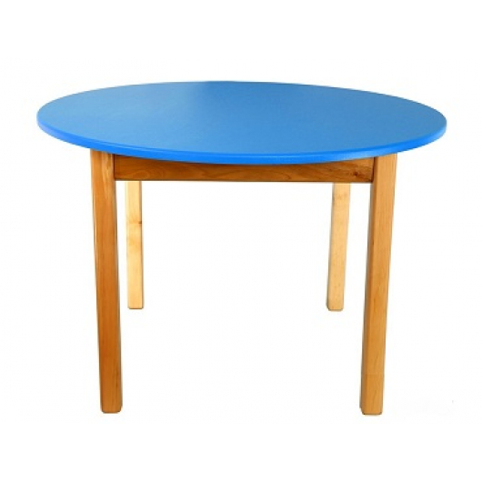 Стол деревянный цветной c круглой столешницей синий