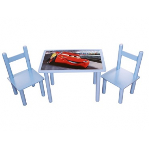 Набор стол и 2 стульчика Тачки синий