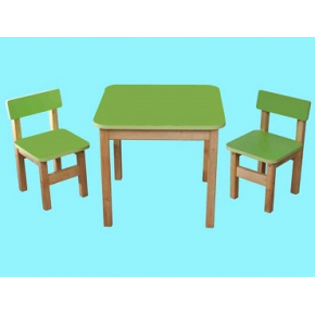 Эко набор Стол деревянный и 2 стульчика салатовый
