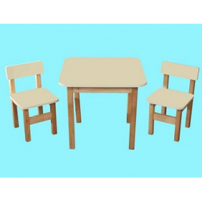 Эко набор Стол деревянный и 2 стульчика ваниль
