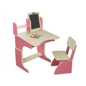 Парта с мольбертом растущая+стульчик розовая