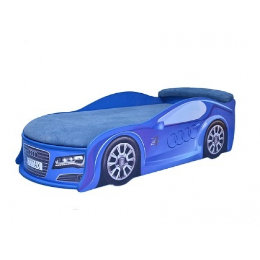 Кровать машина Audi синяя 70х150 ДСП с подъемным механизмом