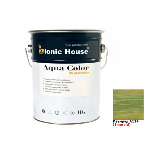 Акриловая лазурь Aqua color – UV protect Bionic House (изумруд) - интернет-магазин tricolor.com.ua