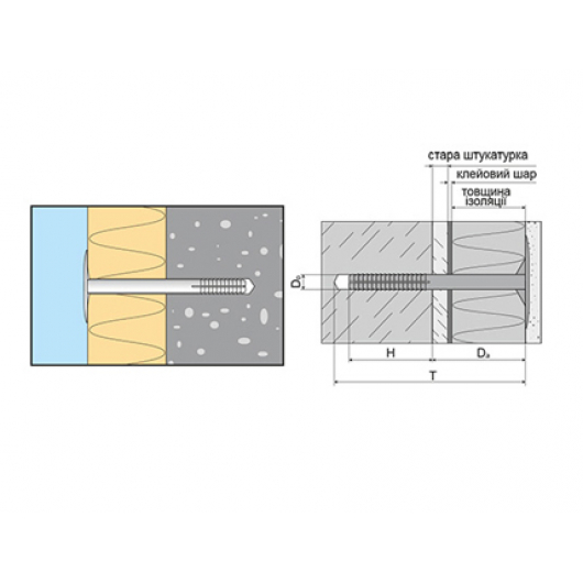 Дюбель для теплоізоляції з металевим цвяхом та термоголовкою Amex LMD-10x200 - изображение 5 - интернет-магазин tricolor.com.ua