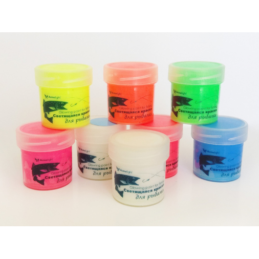 Набір люмінесцентних фарб для риболовлі AcmeLight 8 шт - интернет-магазин tricolor.com.ua