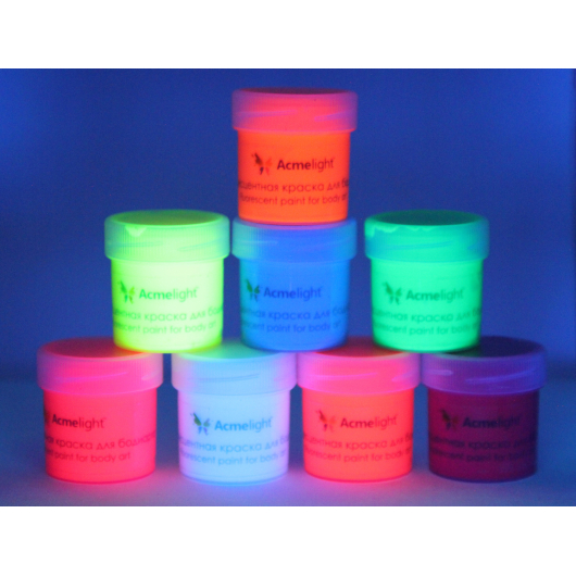 Набор флуоресцентных красок AcmeLight аквагрим для тела 8 шт по 20 мл - изображение 6 - интернет-магазин tricolor.com.ua