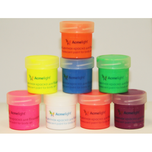 Набор флуоресцентных красок AcmeLight аквагрим для тела 8 шт по 20 мл - интернет-магазин tricolor.com.ua