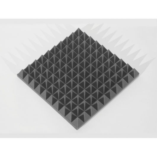 Акустична панель піраміда 70 мм 50х50 см Mini, чорний графіт