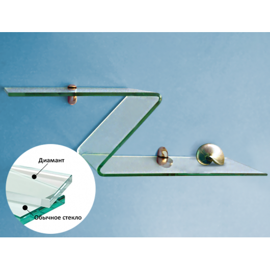 Скляна полиця у формі Z діамант, без кріплення (10/200 мм)