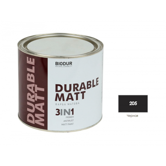 Антикоррозионная матовая краска-грунт Biodur 3 в 1, 205 Черная