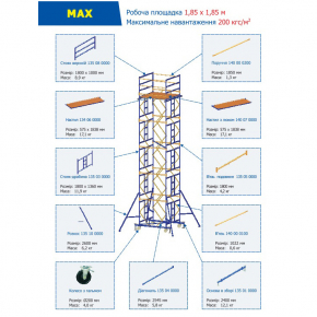 Підмостки пересувні Будмайстер Max MSM S01 0029 1,85 * 1,85 - изображение 2 - интернет-магазин tricolor.com.ua