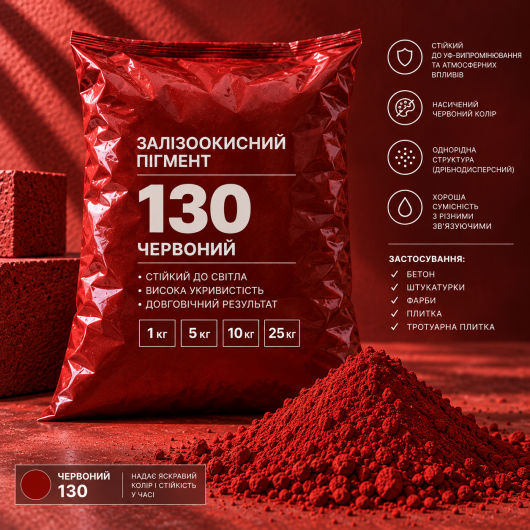 Пігмент залізоокисний Tricolor червоний 130/P.RED-101, 25 кг.