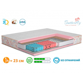 Ортопедический матрас MatroLuxe Butterfly Camelia Камелия Кокос Pocket Spring 70х190 - изображение 2 - интернет-магазин tricolor.com.ua