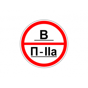 Знак категории помещений фотолюминесцентный круглый (в квадрате) В-П-IIa (ПВХ)