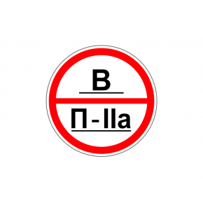 Знак категории помещений фотолюминесцентный круглый (в квадрате) В-П-IIa (самокл. пленка)