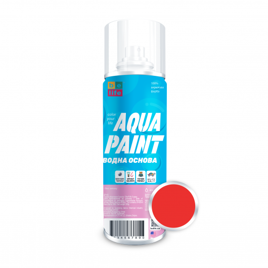 Аерозольна акрилова фарба на водній основі Aqua Paint BeLife A6 червона