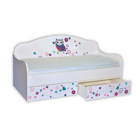 Кроватка диванчик Сова цветная 80х160 ДСП