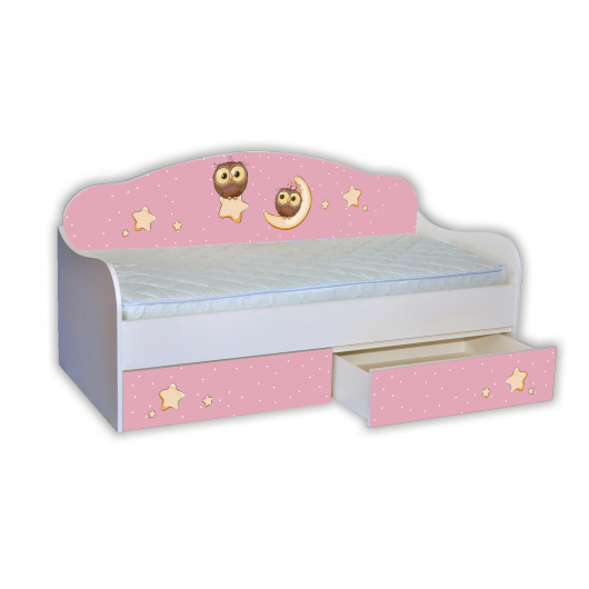 Кроватка диванчик Сова на розовом 80х160 ДСП