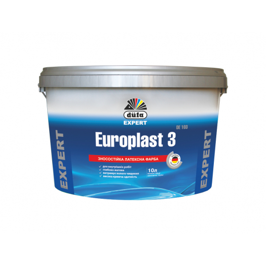 Зносостійка латексна фарба для внутрішніх робіт Europlast 3 DE 103 Dufa
