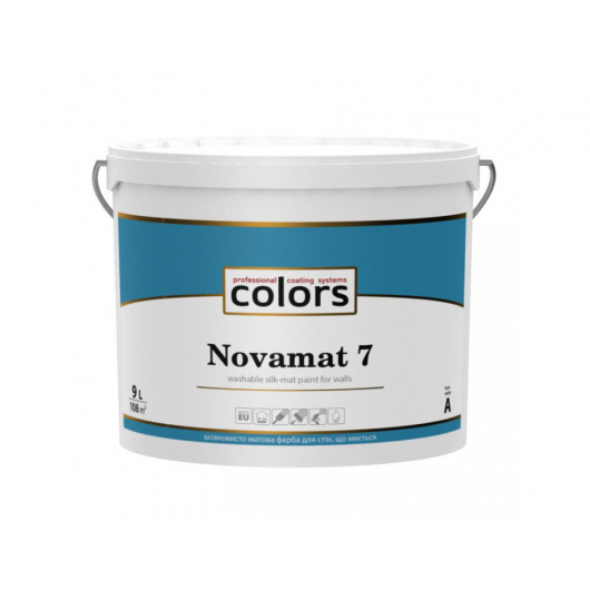 Акрилатна водорозчинна фарба Colors Novamat 7 шовковисто матова База А - интернет-магазин tricolor.com.ua