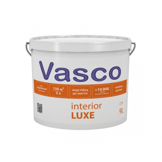Латексная матовая водоразбавляемая акриловая краска Vasco Interior Luxe База А - изображение 2 - интернет-магазин tricolor.com.ua