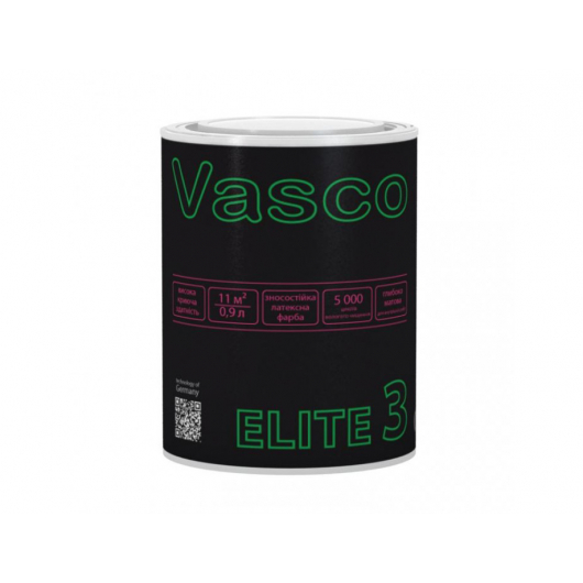 Износостойкая латексная матовая краска для стен и потолков внутри помещений Vasco Elite 3, белая - интернет-магазин tricolor.com.ua
