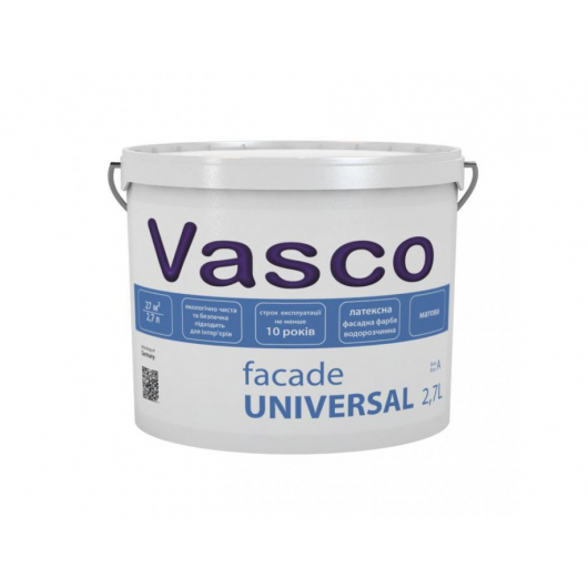 Атмосферостойкая латексная матовая фасадная краска Vasco Universal Facade База А - изображение 2 - интернет-магазин tricolor.com.ua