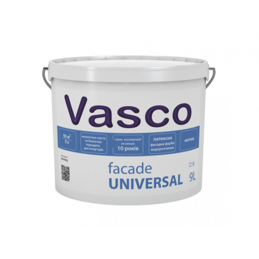 Атмосферостойкая латексная матовая фасадная краска Vasco Universal Facade База А - изображение 3 - интернет-магазин tricolor.com.ua