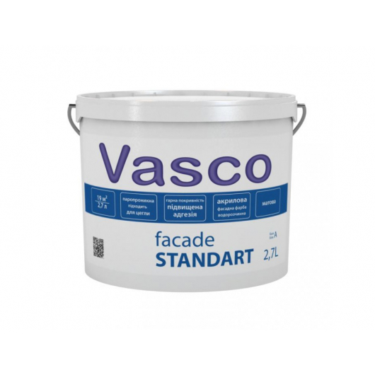 Водоразбавляемая акриловая матовая фасадная краска Vasco Facade Standart База C