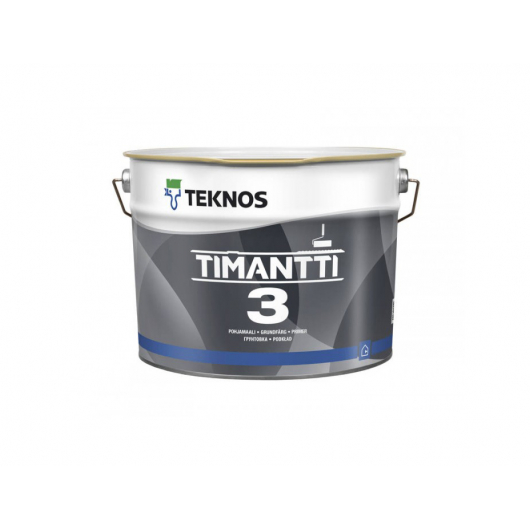 Водорозчинна матова акрилатна грунтувальна фарба для стін і стель Teknos Timantti 3 біла