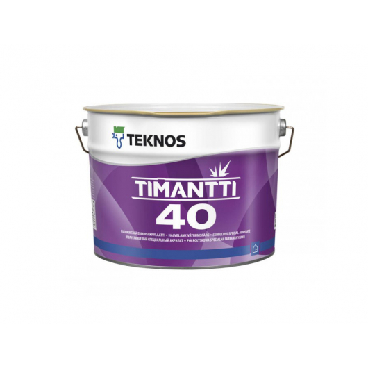 Водоразбавляемая полуглянцевая акрилатная краска для стен и потолков Teknos Timantti 40 белая