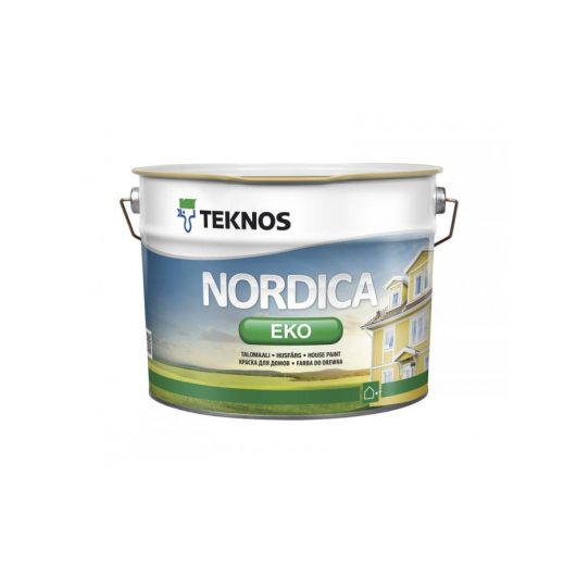 Водоразбавляемая акрилатная краска по дереву для наружных работ Teknos Nordica Eco глянцевая База3