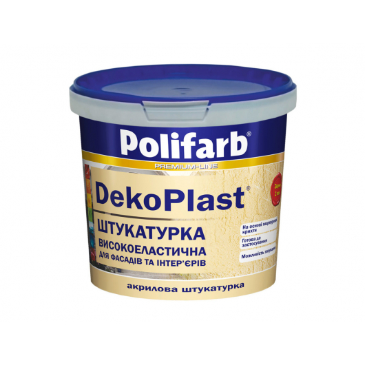 Високоеластична штукатурка для фасадів та інтер'єрів Polifarb DekoPlast Баранчик (2 мм) біла