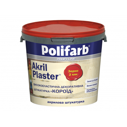 Декоративна штукатурка для фасадів та інтер'єрів Polifarb Akril-Plaser Короїд (2 мм) біла