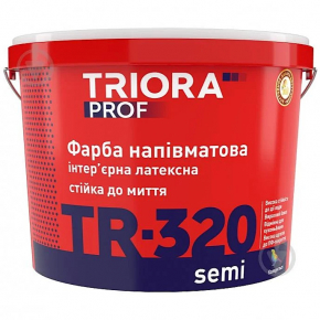 Краска интерьерная полуматовая влагостойкая латексная Triora TR-320 semi, белая, 3 л.