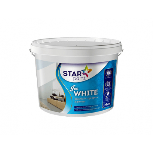 Інтер'єрна фарба Ice WHITE для стін і стель Star Paint матова