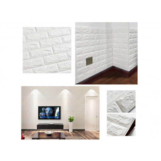 3D панель на клейкій основі «Цегла» 5 мм #1 біла - изображение 8 - интернет-магазин tricolor.com.ua